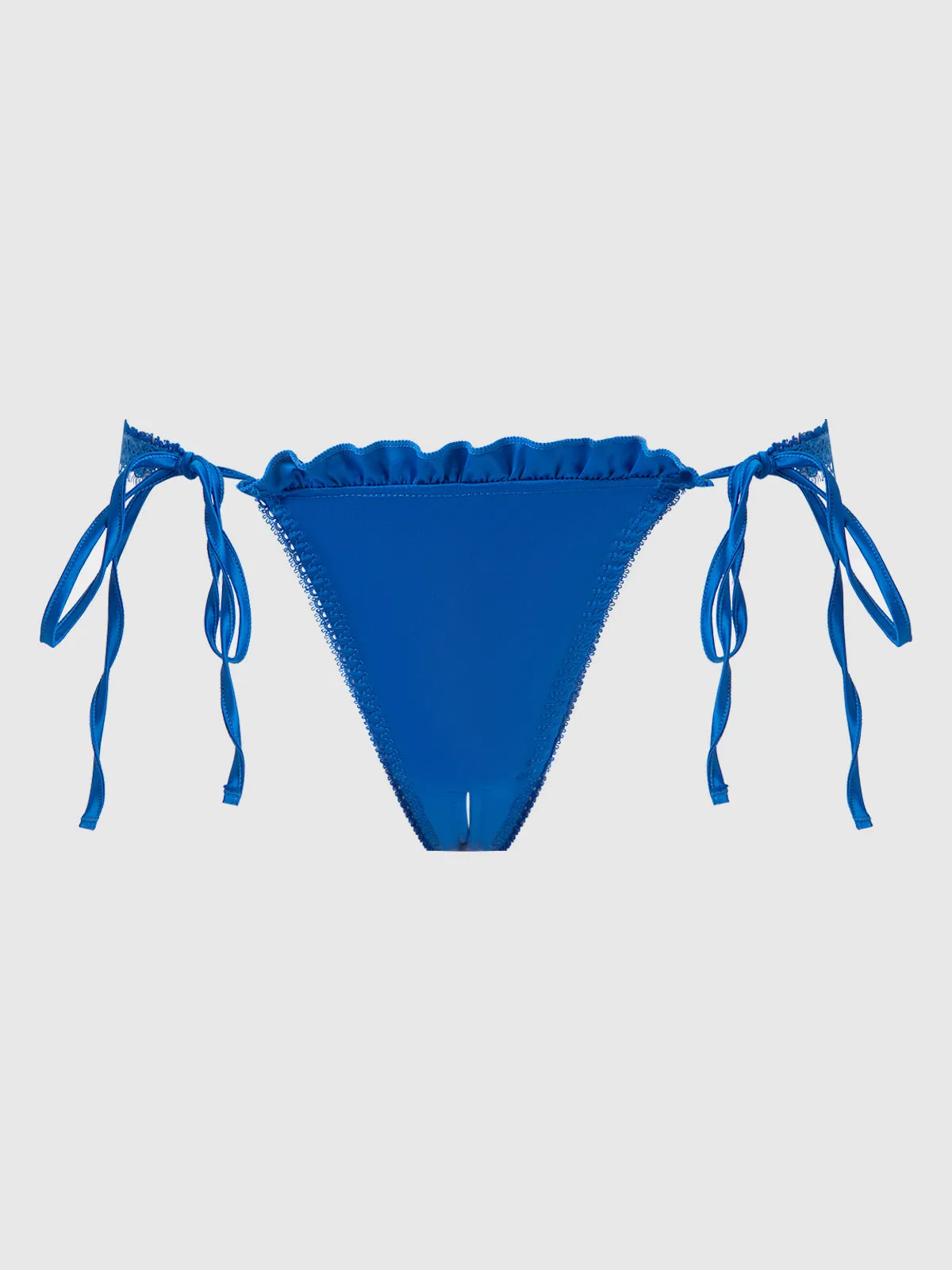 Adelaide Satin & Lace Crotchless Tanga