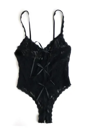 Aliyah Crotchless Lace Teddy in Black