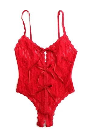Aliyah Crotchless Lace Teddy in Red
