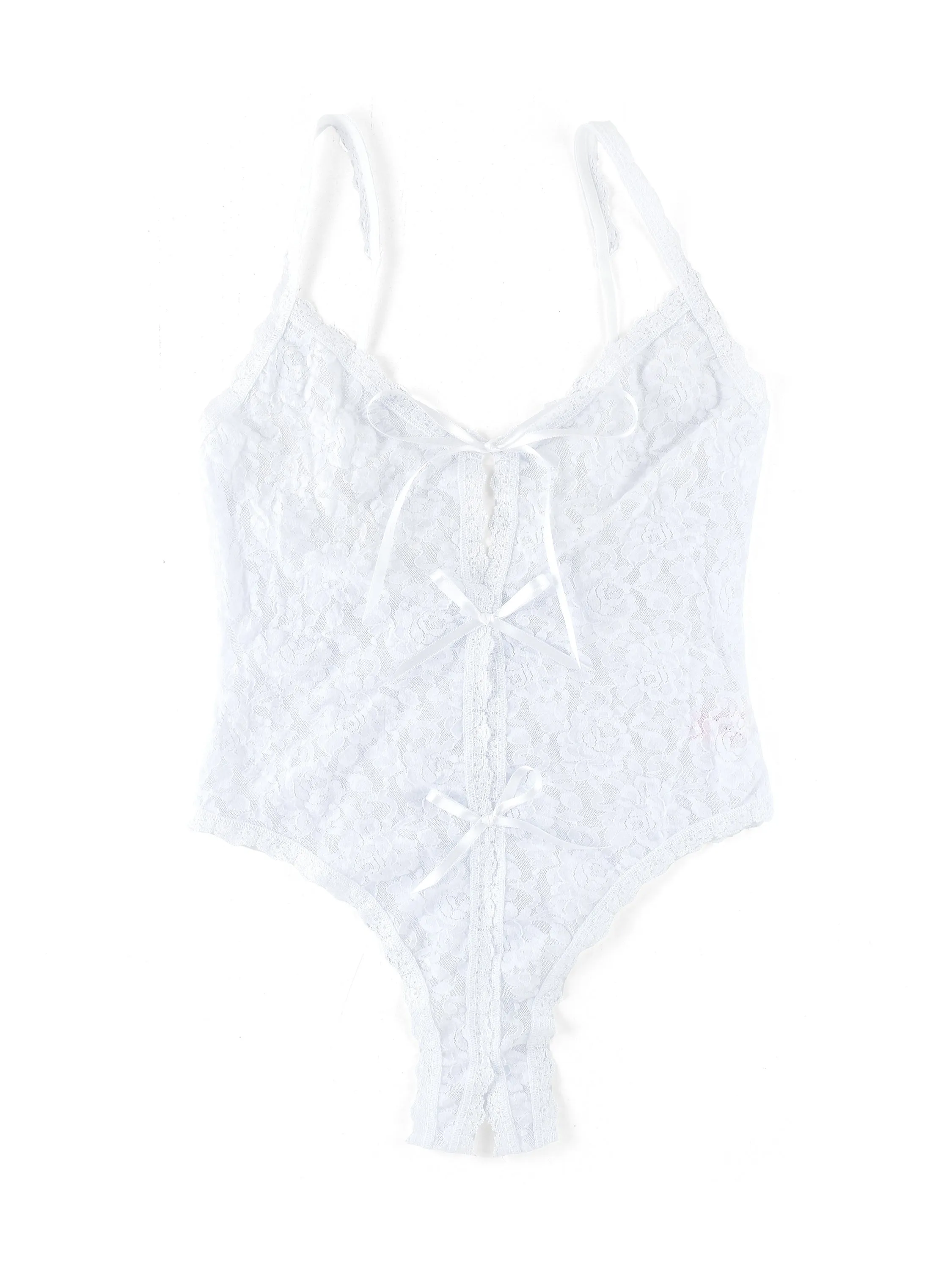 Aliyah Crotchless Lace Teddy in White