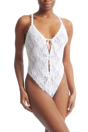 Aliyah Crotchless Lace Teddy in White