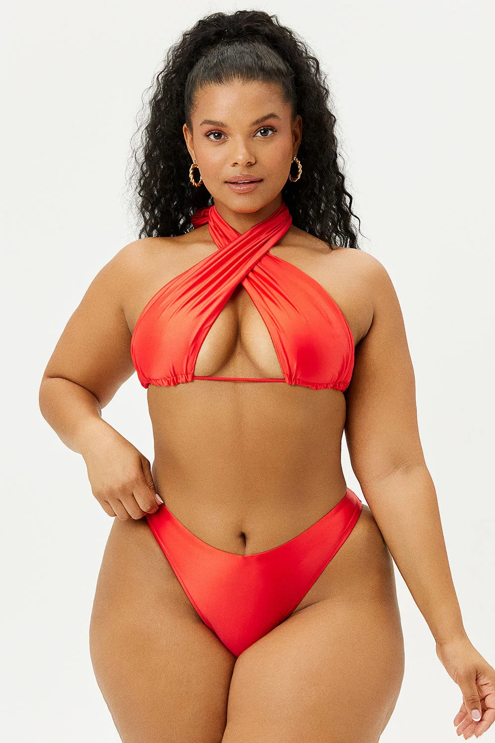 Bash Satin Wrap Bikini Top - Grenadine