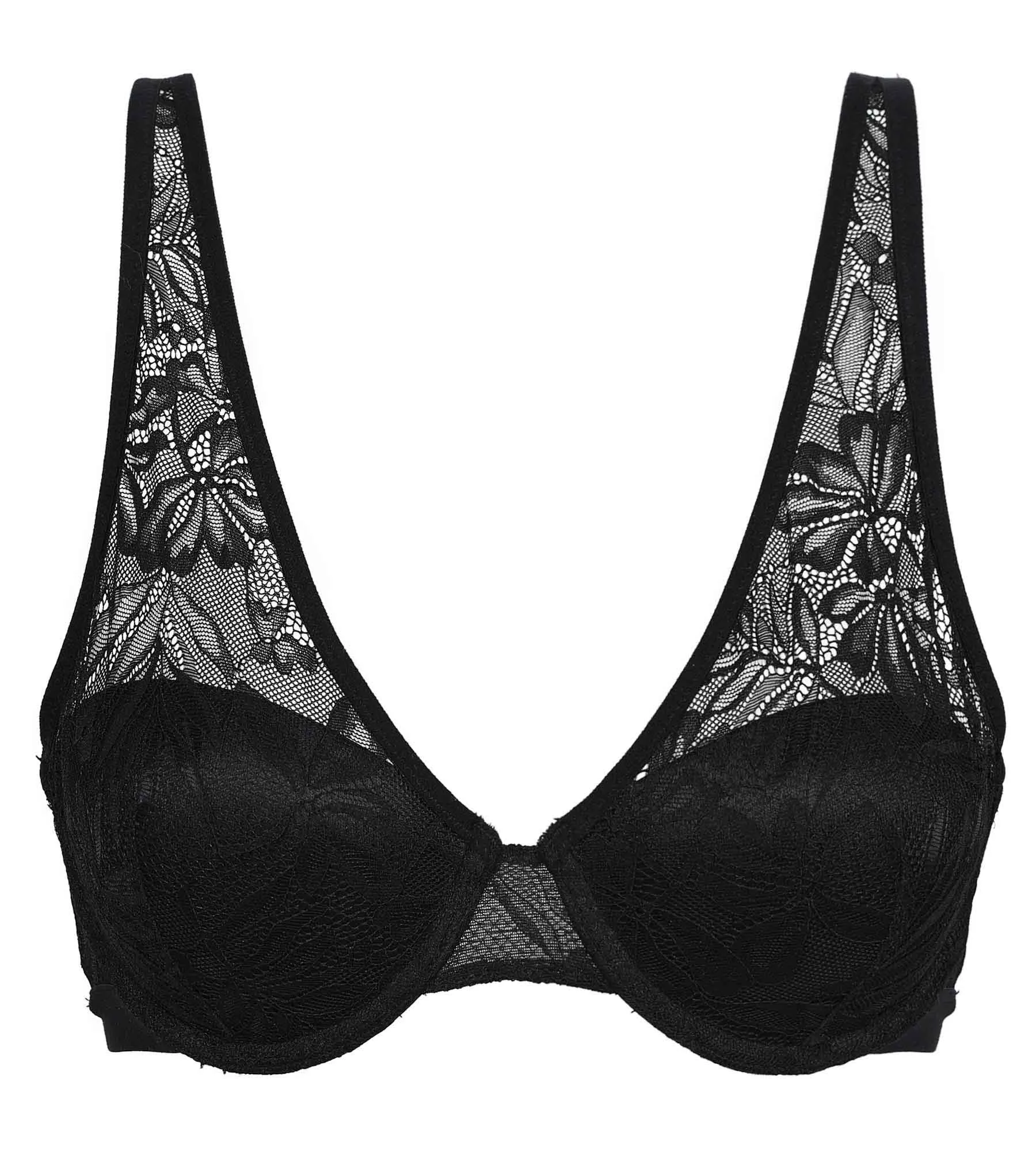 Black lace scarf bra with Mod foliage by Dim
