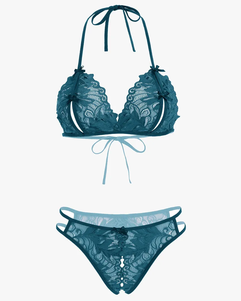 Bra and Panty Set Halter Lace 2 Piece Set