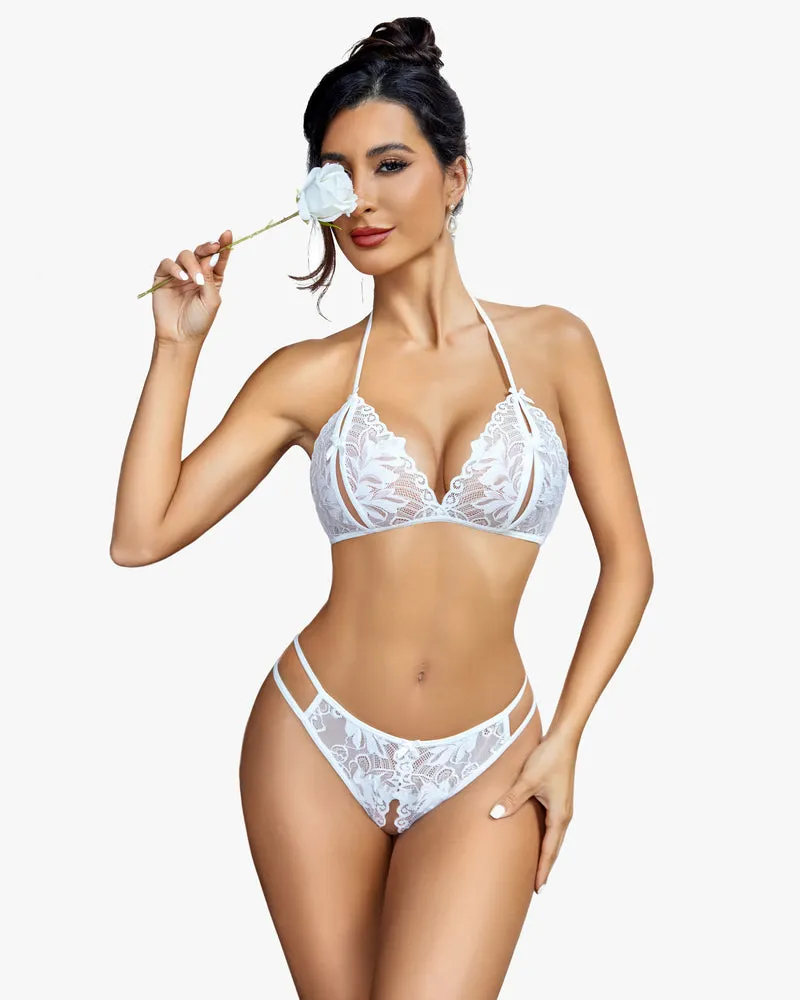 Bra and Panty Set Halter Lace 2 Piece Set