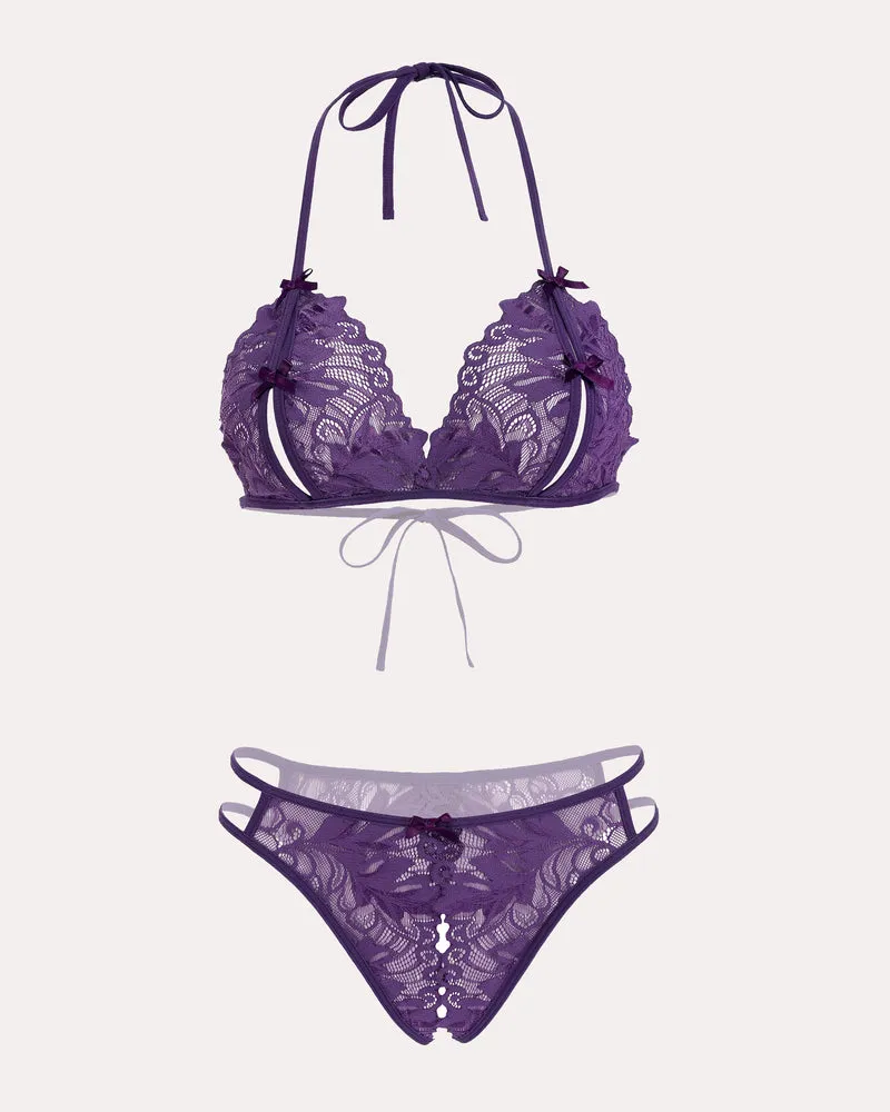 Bra and Panty Set Halter Lace 2 Piece Set