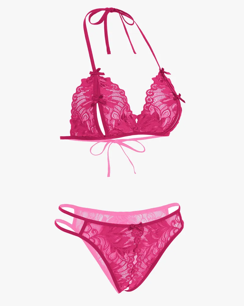Bra and Panty Set Halter Lace 2 Piece Set