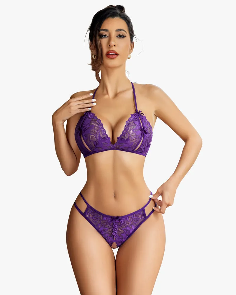 Bra and Panty Set Halter Lace 2 Piece Set