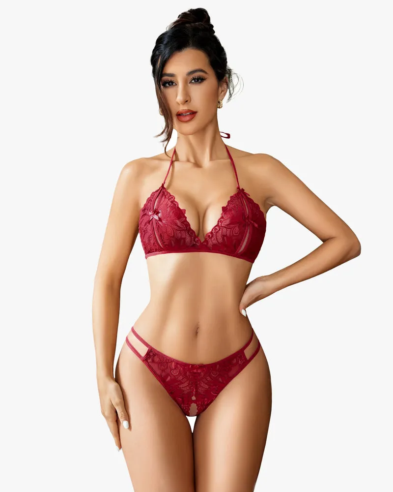 Bra and Panty Set Halter Lace 2 Piece Set