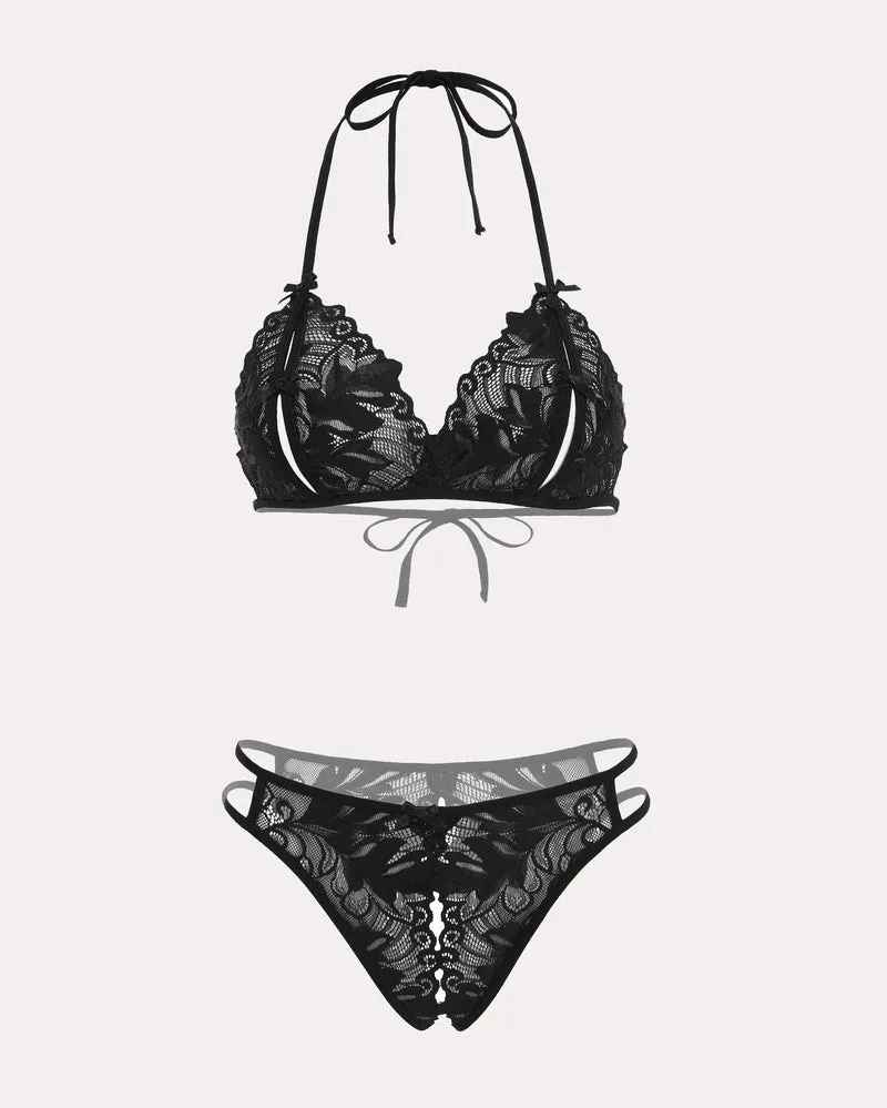 Bra and Panty Set Halter Lace 2 Piece Set