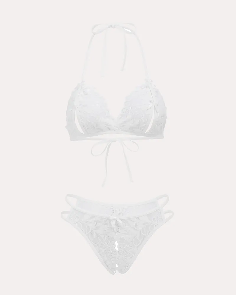 Bra and Panty Set Halter Lace 2 Piece Set