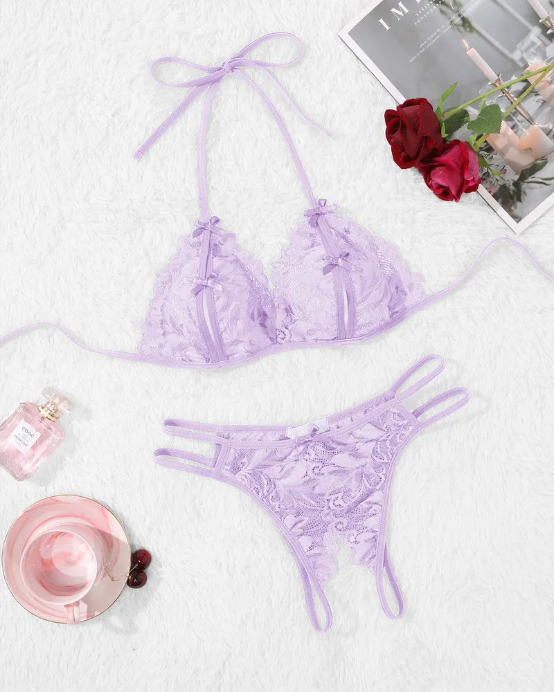 Bra and Panty Set Halter Lace 2 Piece Set