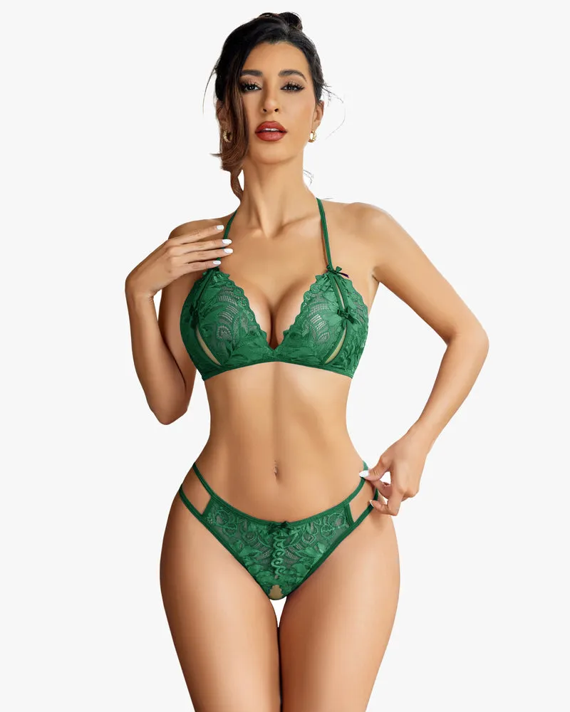 Bra and Panty Set Halter Lace 2 Piece Set