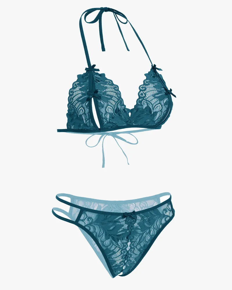 Bra and Panty Set Halter Lace 2 Piece Set