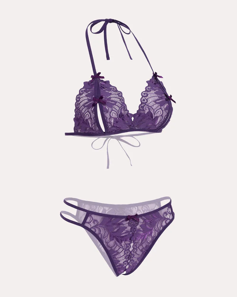 Bra and Panty Set Halter Lace 2 Piece Set