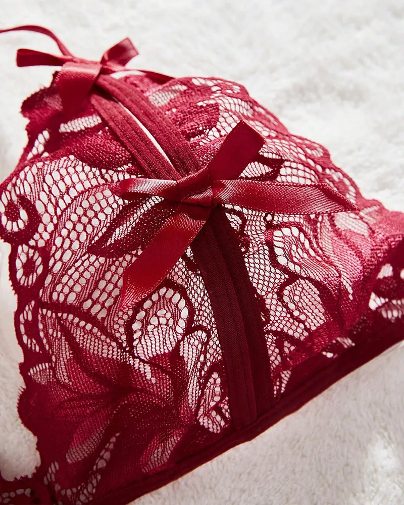 Bra and Panty Set Halter Lace 2 Piece Set