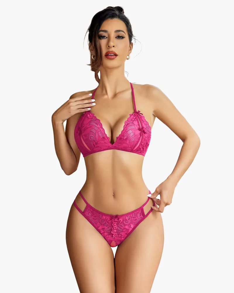 Bra and Panty Set Halter Lace 2 Piece Set