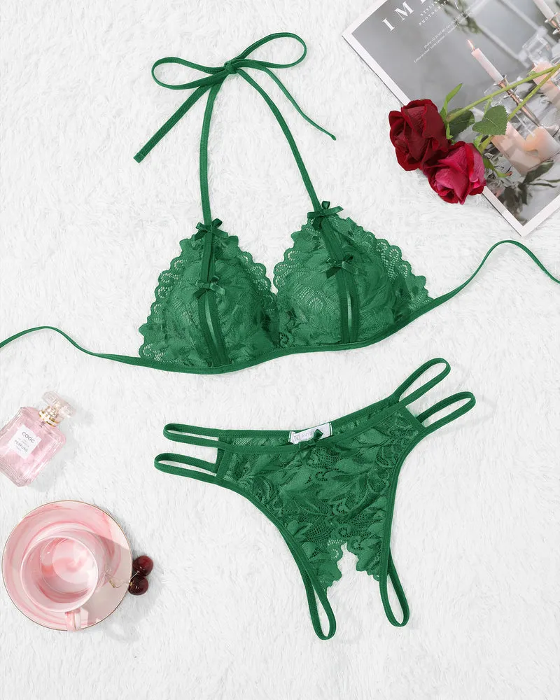 Bra and Panty Set Halter Lace 2 Piece Set
