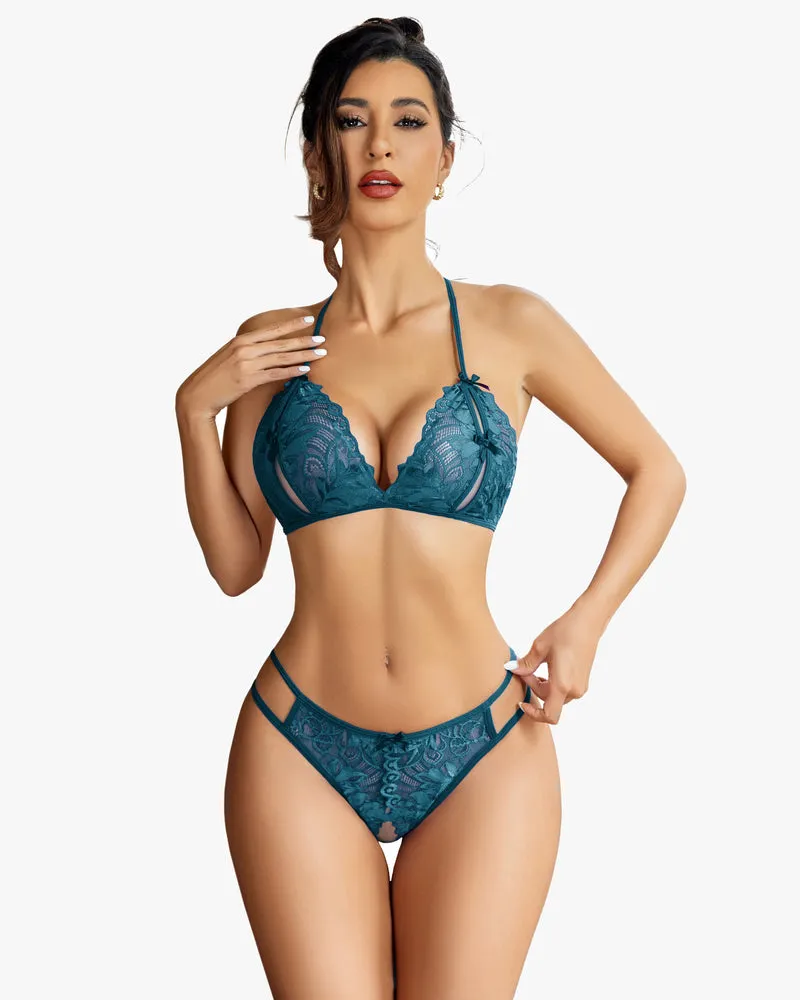 Bra and Panty Set Halter Lace 2 Piece Set