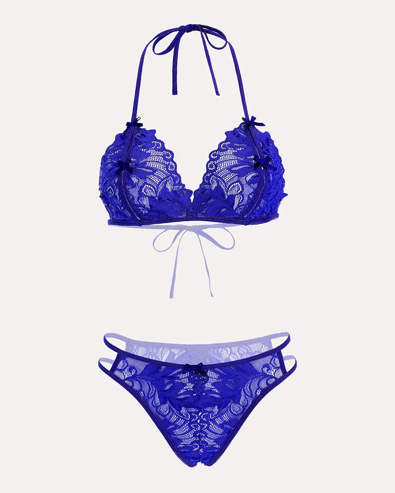Bra and Panty Set Halter Lace 2 Piece Set