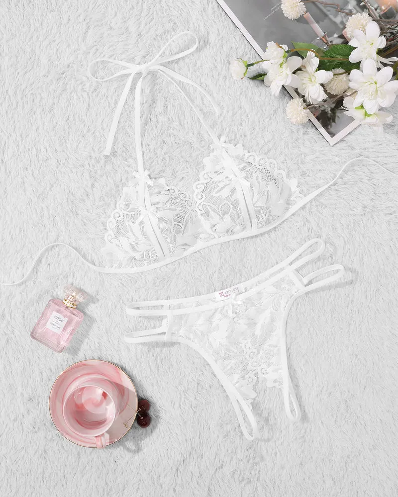 Bra and Panty Set Halter Lace 2 Piece Set