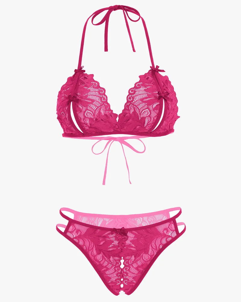 Bra and Panty Set Halter Lace 2 Piece Set