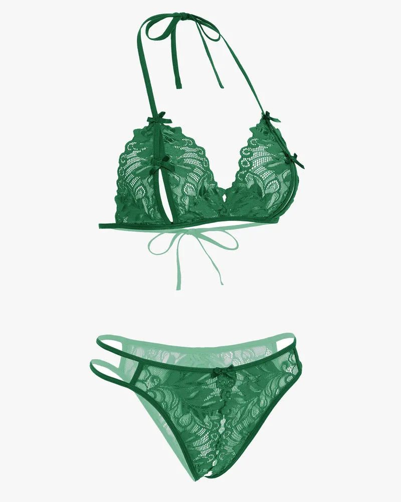 Bra and Panty Set Halter Lace 2 Piece Set