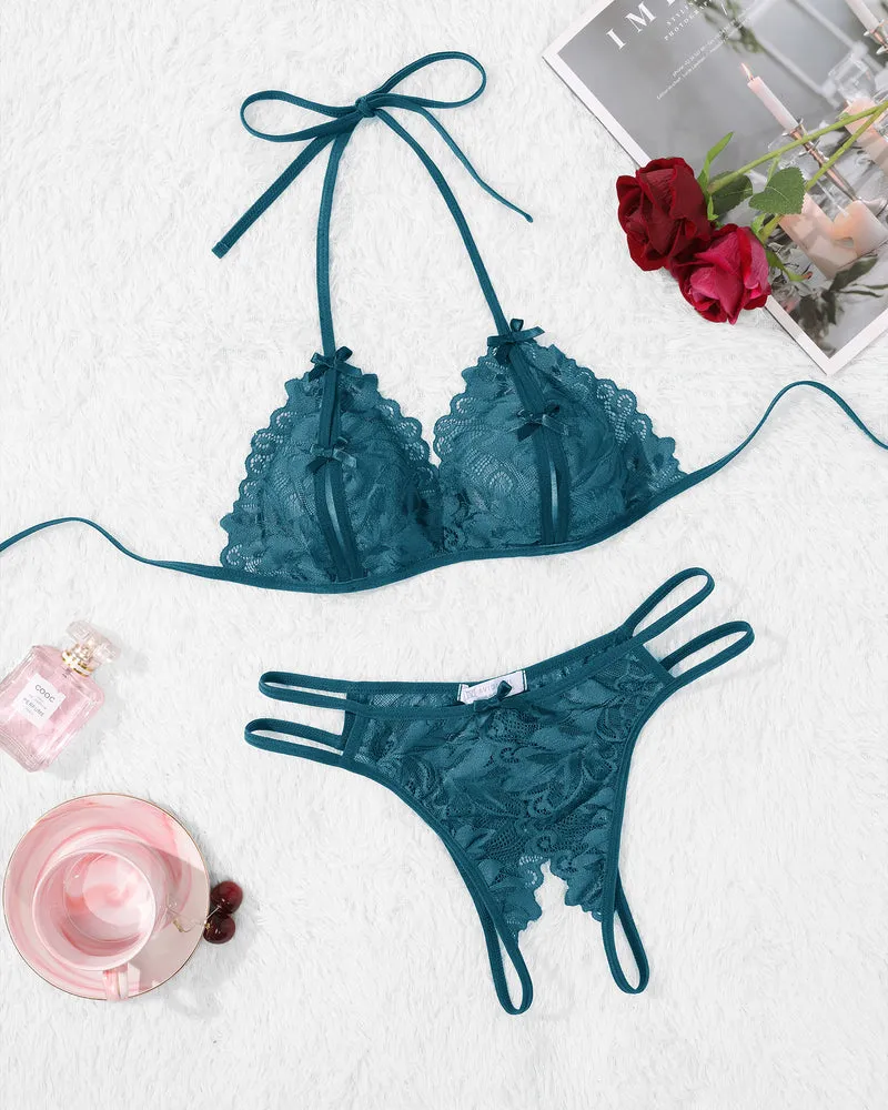 Bra and Panty Set Halter Lace 2 Piece Set