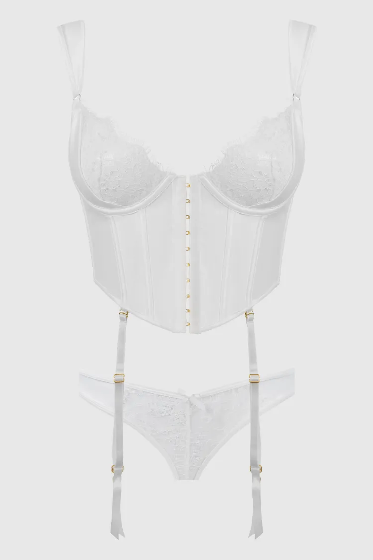 Bridal Satin & Lace Bustier Set