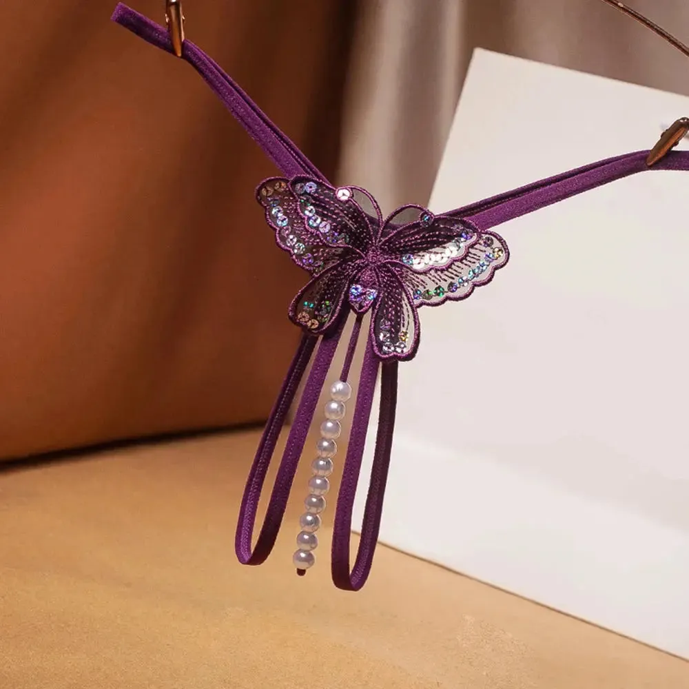Butterfly Pearl Lingerie Open Crotch Panties