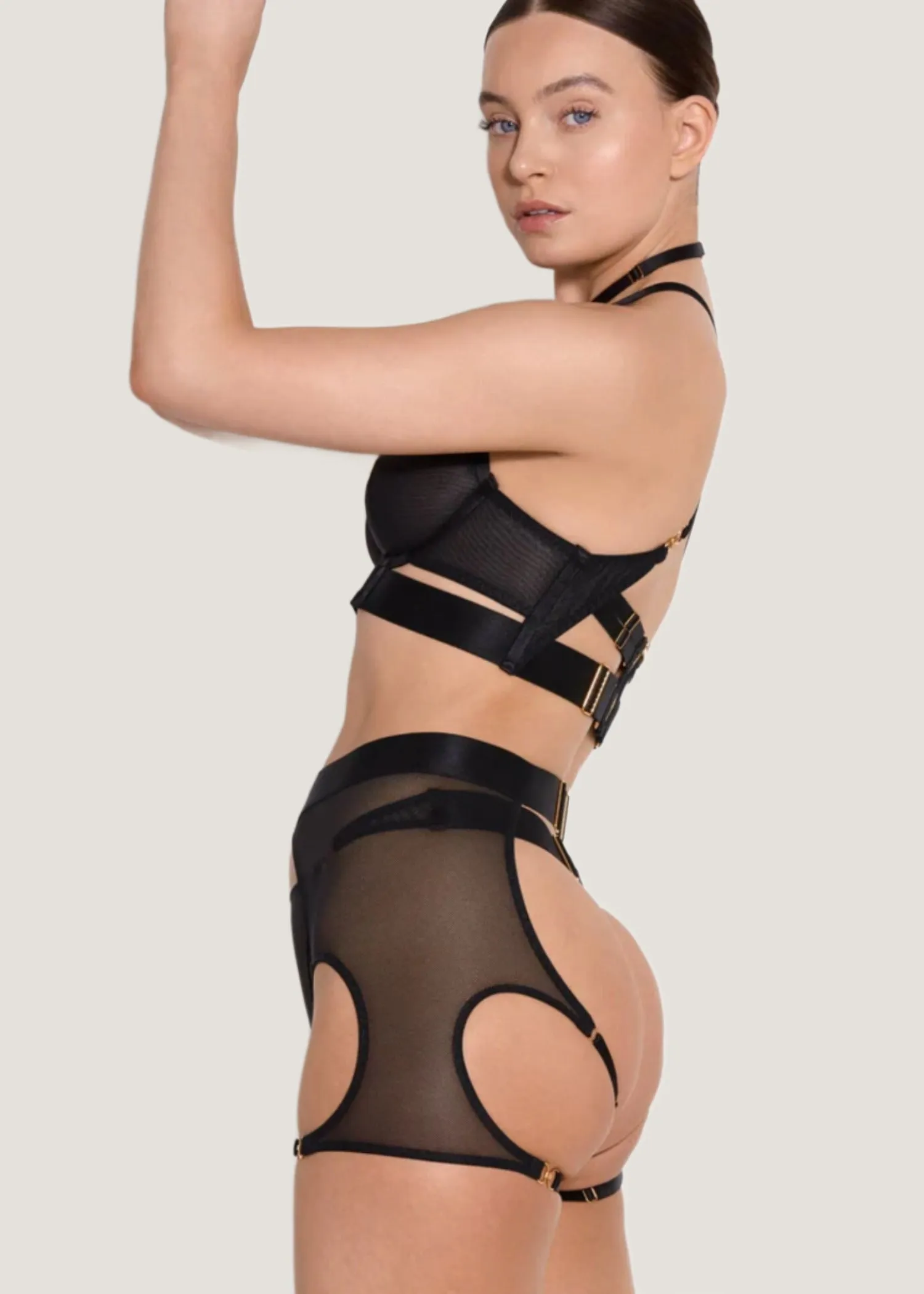 Cadi Ouvert Garter Brief (Black)