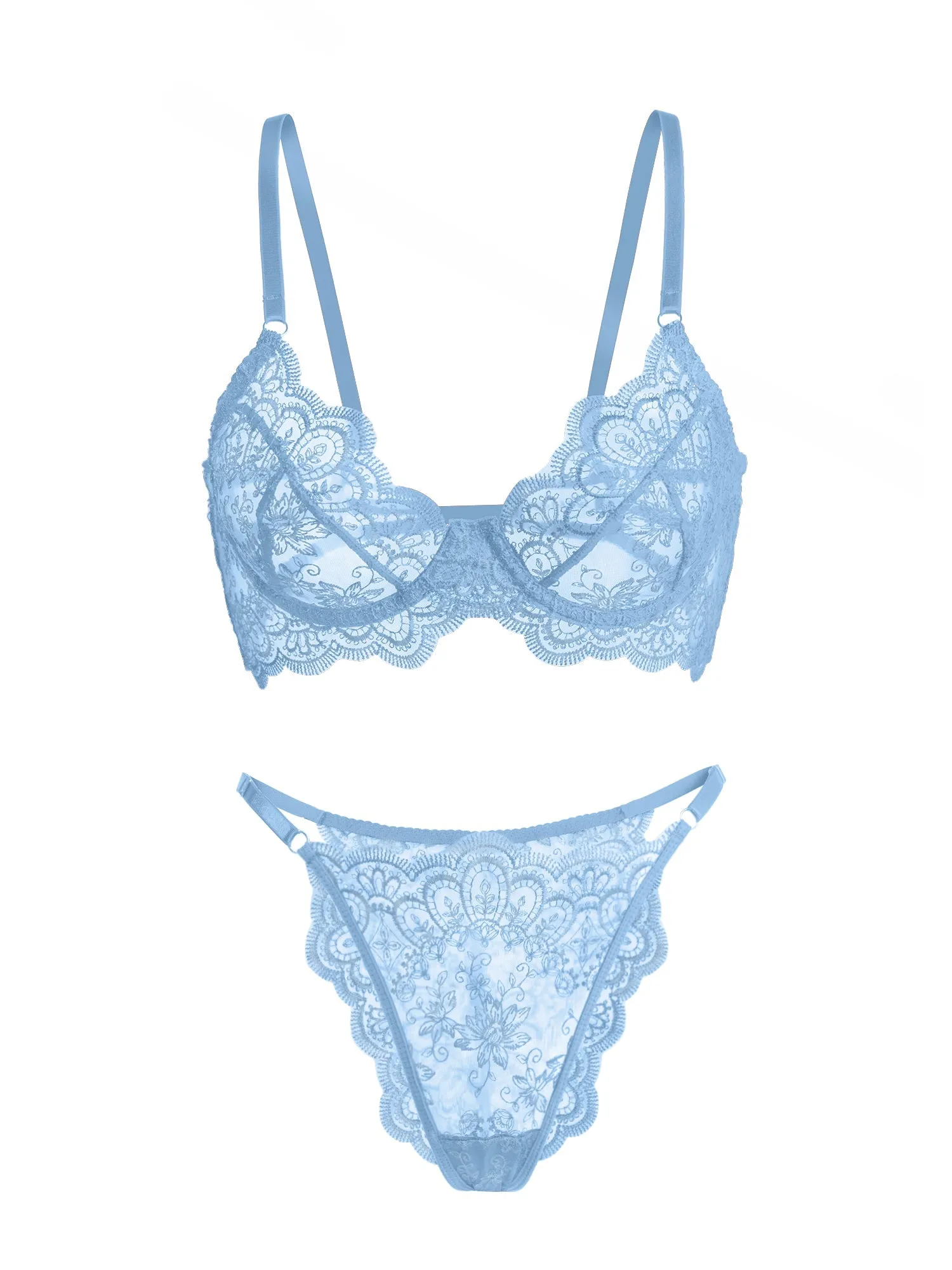 Celeste Lace Lingerie Set In Blue