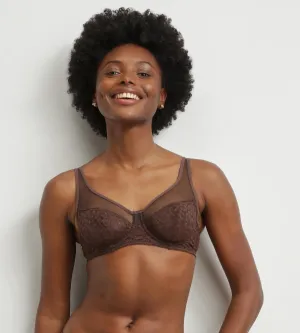 Chocolate leopard lace push-up bra Dim Generous