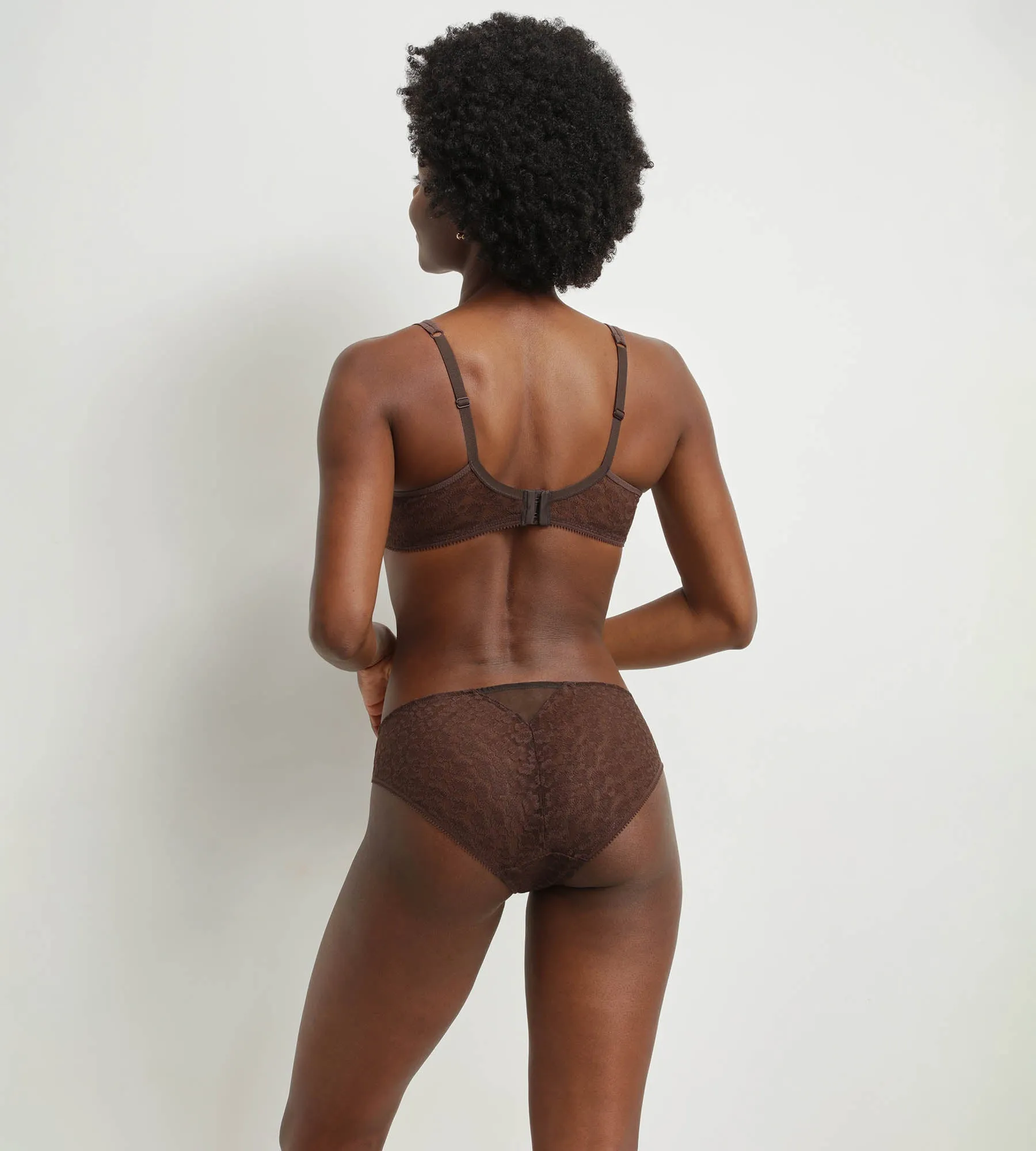 Chocolate leopard lace push-up bra Dim Generous