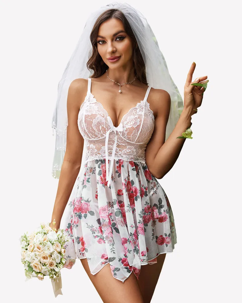 Christmas Lingerie Mesh Nightgown