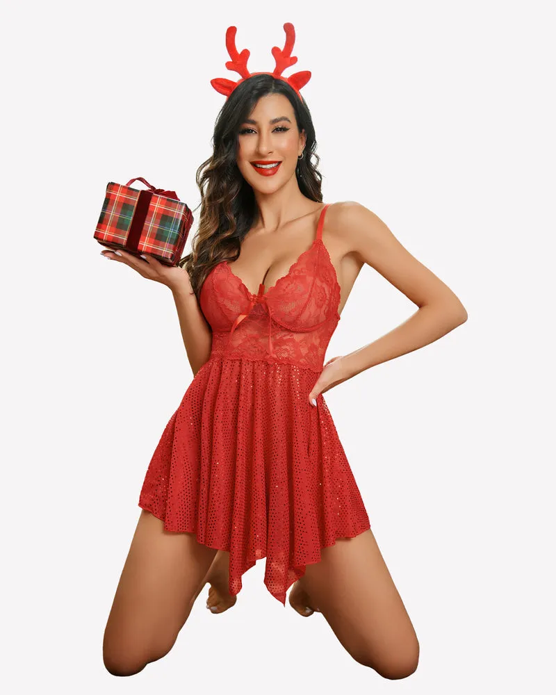 Christmas Lingerie Mesh Nightgown