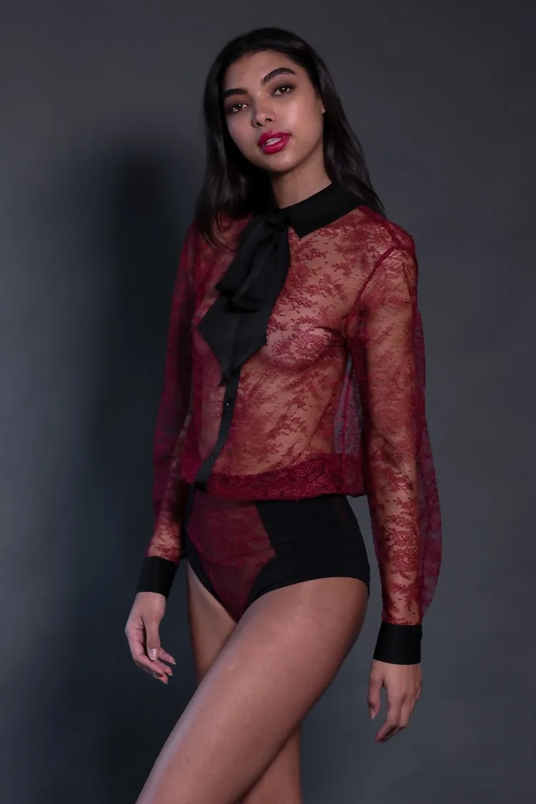 Céline Red Lace Bodysuit