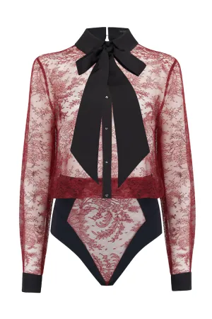 Céline Red Lace Bodysuit