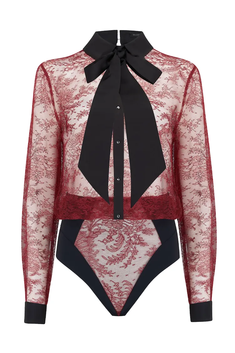 Céline Red Lace Bodysuit