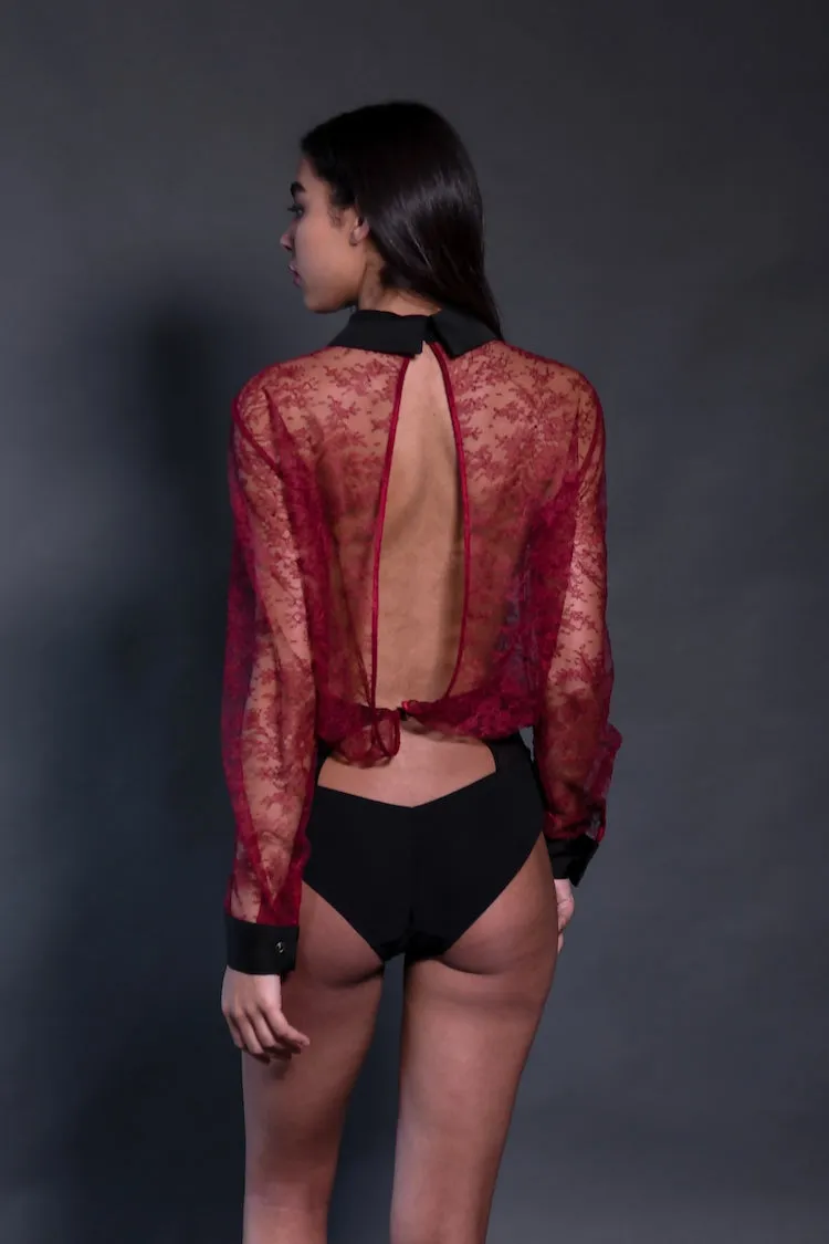 Céline Red Lace Bodysuit