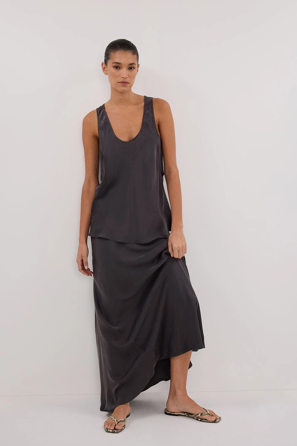 COLETTE PETROL SILK SKIRT