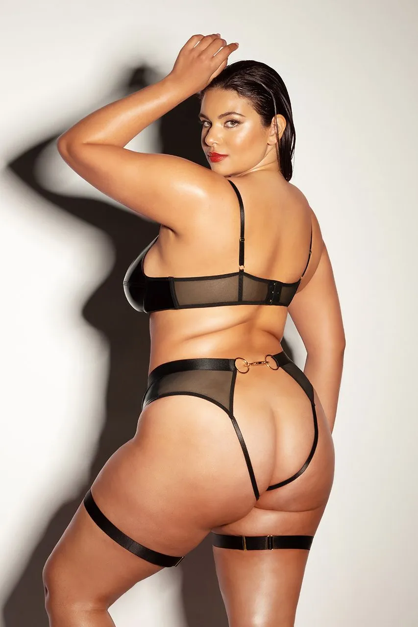 Come To Me- Plus Size Wet Look Bra Set