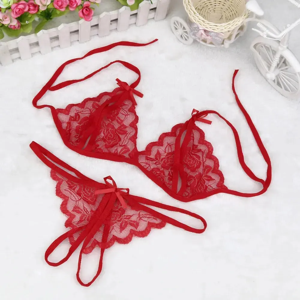 Crotchless Lace Lingerie Set