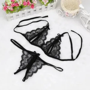 Crotchless Lace Lingerie Set