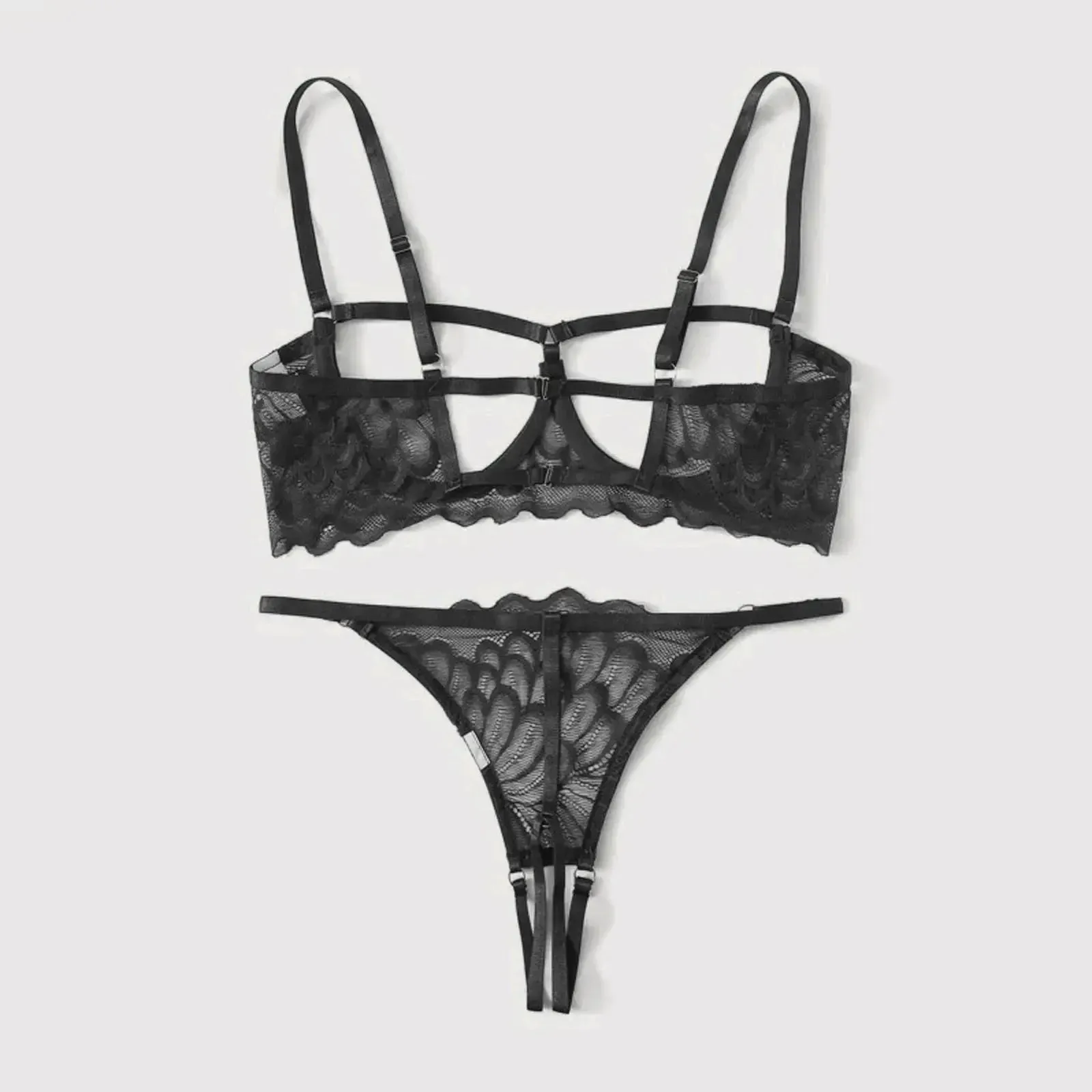 Crotchless Lingerie Open Bra Set