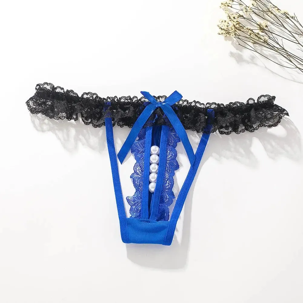 Crotchless Panties Transparent G-string Beads Underwear