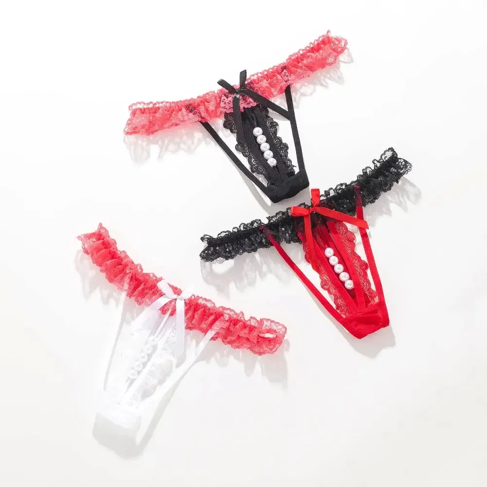 Crotchless Panties Transparent G-string Beads Underwear