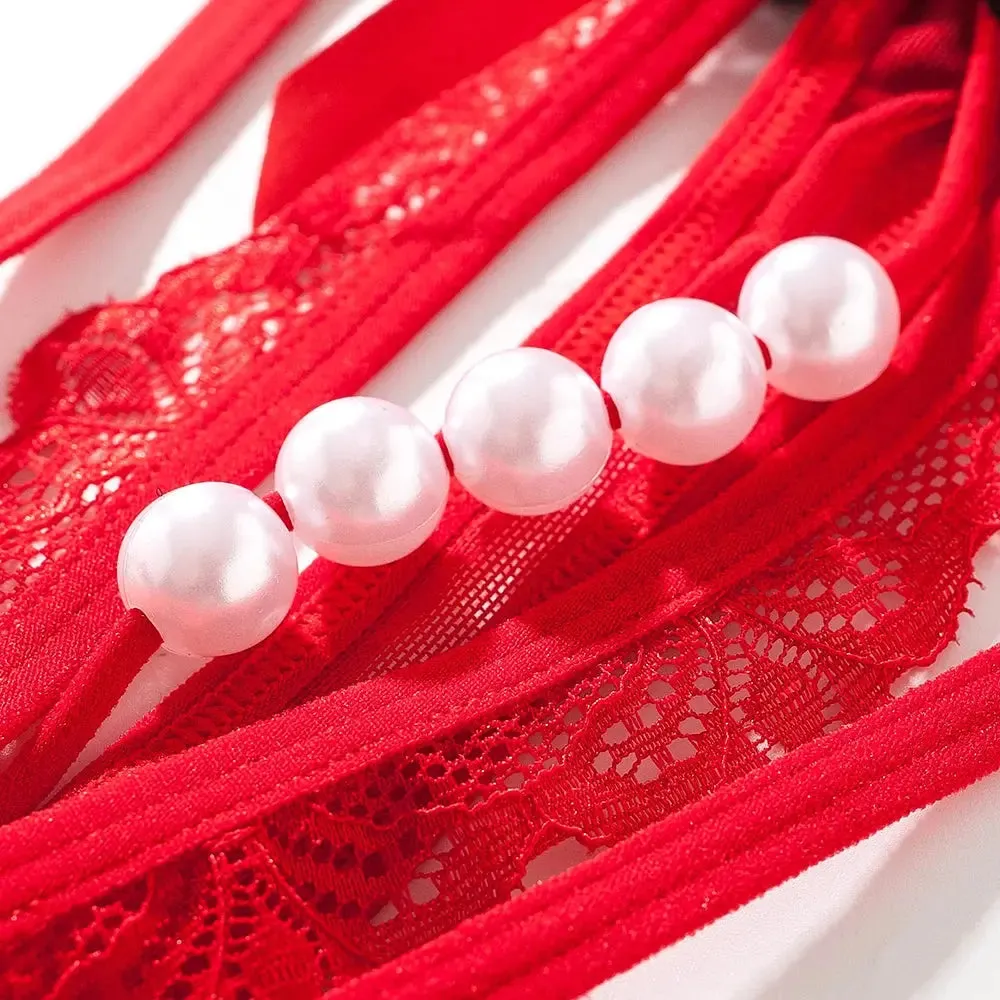 Crotchless Panties Transparent G-string Beads Underwear