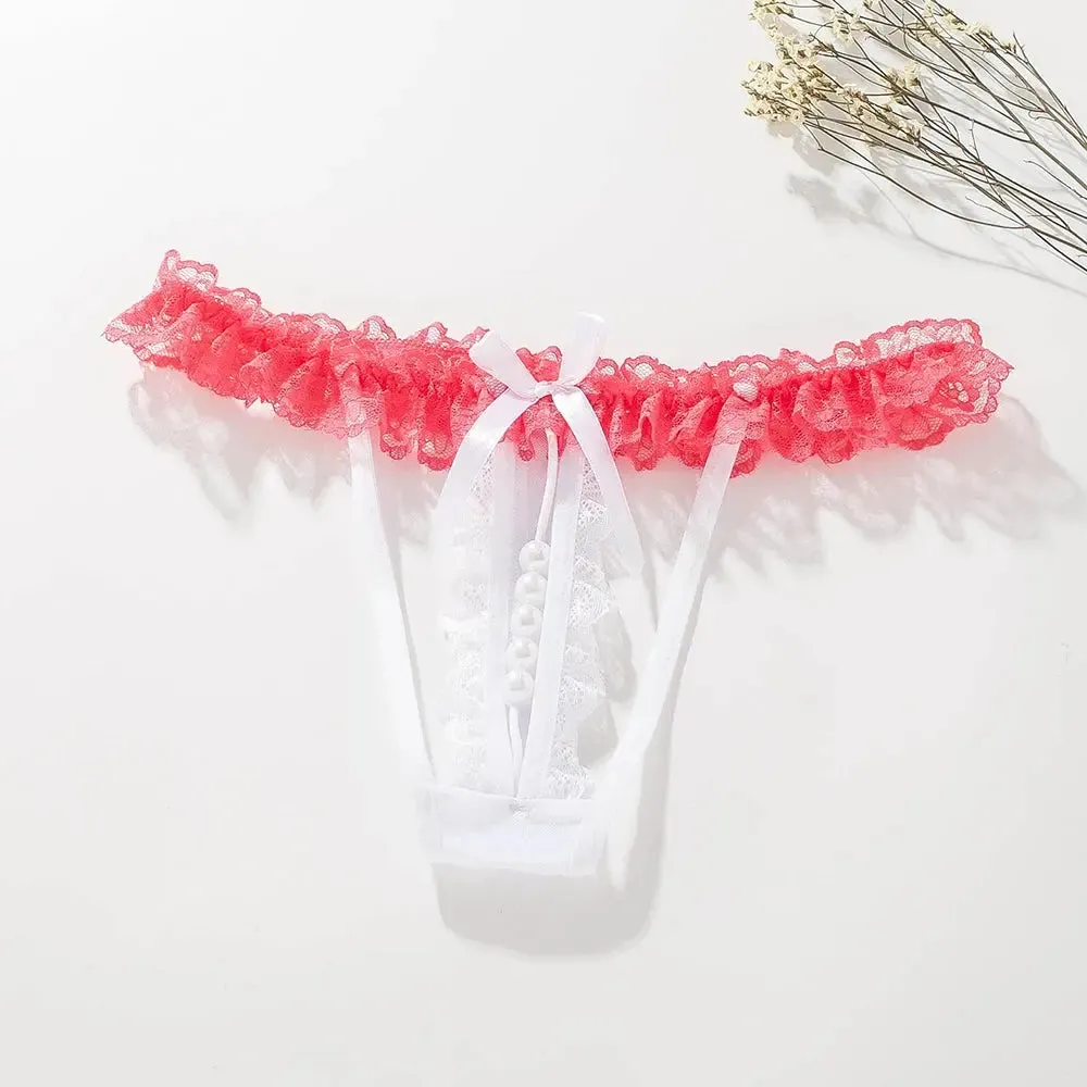 Crotchless Panties Transparent G-string Beads Underwear