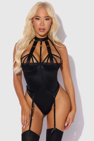 Devon Strappy Teddy in Black